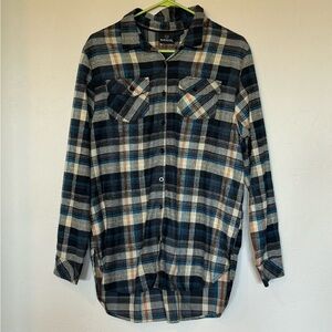 Burnside plaid button down size L cream, grey, blue NWT